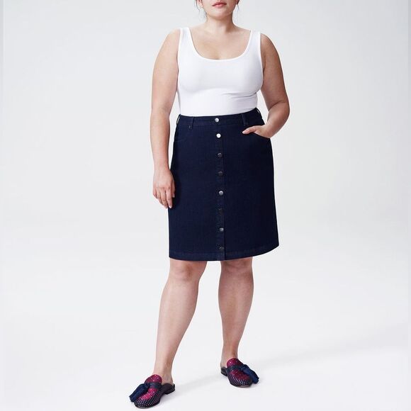 Universal Standard Ang Denim Buttons Down Skirt Size 4XS (00-0) - Picture 3 of 8